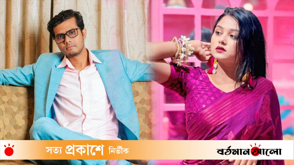 পরিচালক আর্থিক সজীব ও অভিনেত্রী শায়লা সাথী। ছবি -সংগৃহীত