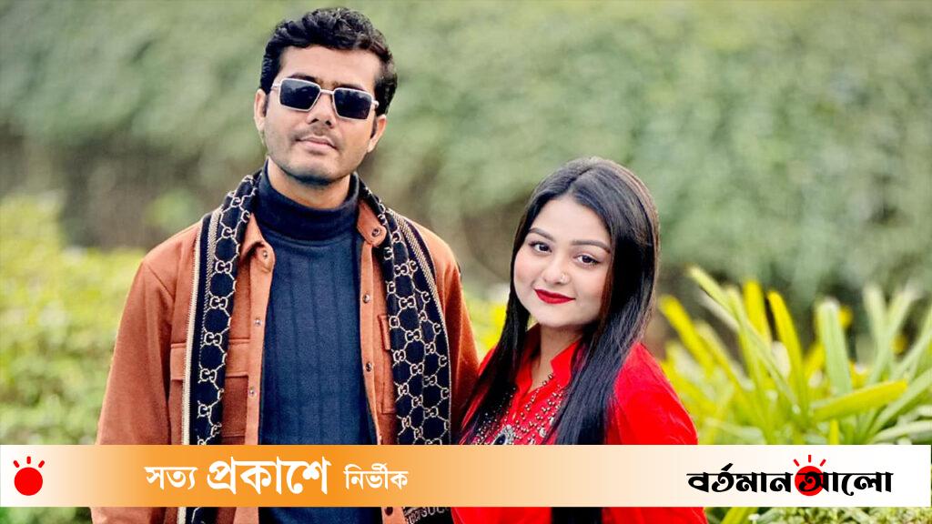 পরিচালক আর্থিক সজীব ও অভিনেত্রী শায়লা সাথী। ছবি -সংগৃহীত